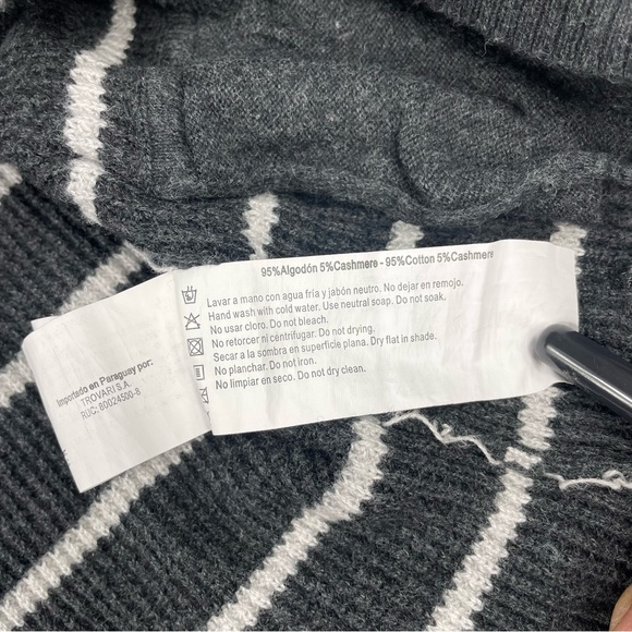 💖5/$25 Paula Cahen D’anvers Cashmere Cotton Blend Cardigan Sweater Striped Sz 1 - Picture 7 of 11